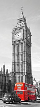 Skleněný Obraz Londýn - Big Ben a červená telefonní budka