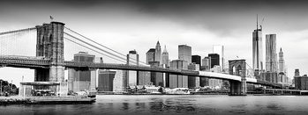 Skleněný Obraz New York - Brooklyn Bridge a Manhattan