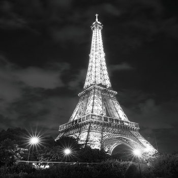 Skleněný Obraz Paříž - Eiffelova věž v noci