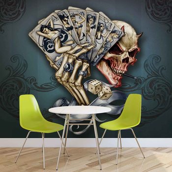 Ταπετσαρία τοιχογραφία  Skull Dice Cards