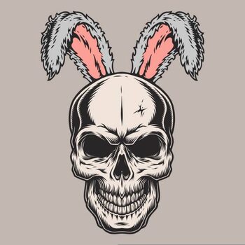 Samolepka Skull Easter bunny emblem colorful
