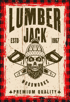 Samolepka Skull of lumberjack and two crossed