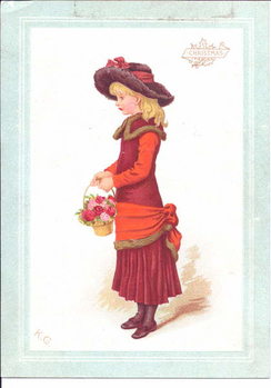 Stampa su tela A Victorian greeting card of a child dressed in regency clothes