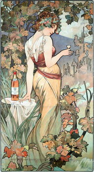 Stampa su Tela Advertising poster by Alphonse Mucha  for the Cognac Bisquit