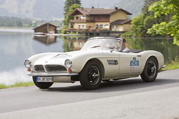 Quadro su tela BMW 507 constructed in 1955, Kitzbuehel Alps Ralley 2008, Austria, Europe