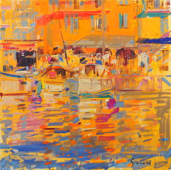 Stampa su tela Boats in Harbour, Saint-Tropez