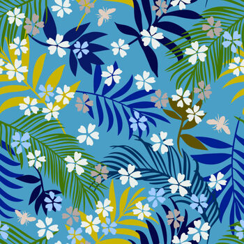 Quadro su tela Botanical seamless pattern. Exotic twigs, sprigs,