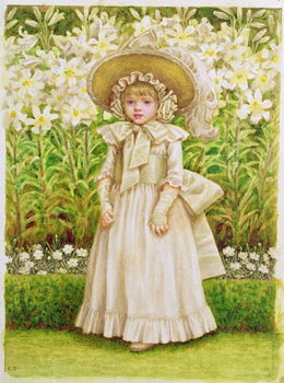 Stampa su tela Child in a White Dress, c.1880