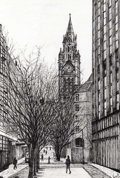 Stampa su tela Manchester Town Hall from Deansgate, 2007,