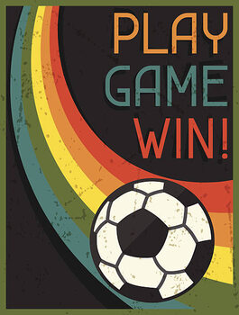 Stampa su tela Play Game Win! Retro poster in flat design style.