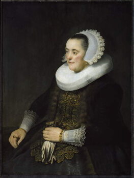 Quadro su tela Portrait of a Dutch bourgeois woman wearing a ruff and a headdress.
