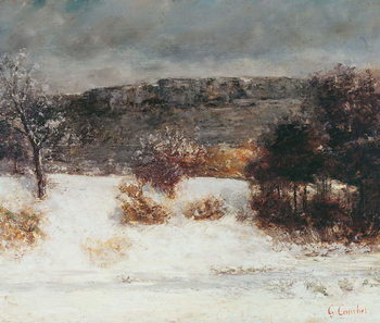 Stampa su tela Snowy Landscape (Vallée de la Loue), c.1876