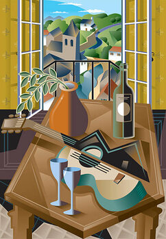 Quadro su tela Still life and landscape