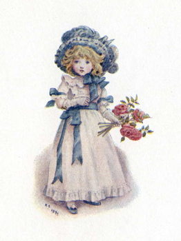 Stampa su tela 'Taking in the roses' by Kate Greenaway.