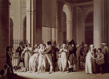 Stampa su tela The Galleries of the Palais Royal, Paris, 1809