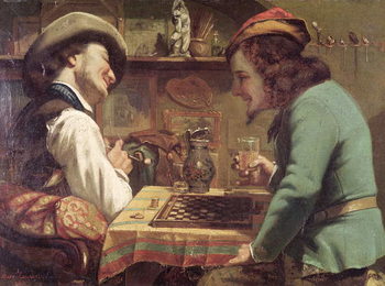 Stampa su tela The Game of Draughts, 1844