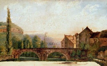 Stampa su tela The Pont de Nahin at Ornans, c.1837