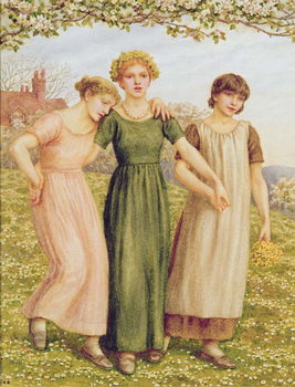 Stampa su tela Three Young Girls, 19th century