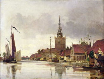Stampa su Tela View of Overschie near Rotterdam, 1856
