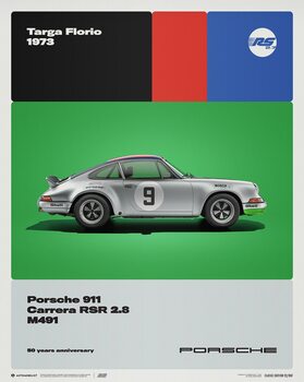 Stampa d'arte Porsche 911 Carrera RS 2.8 - 50th Anniversary - Targa Florio - 1973