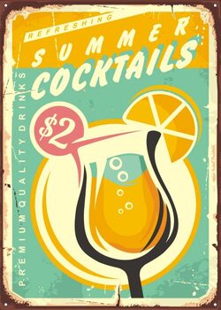 Tričko Summer cocktails retro tin sign design.