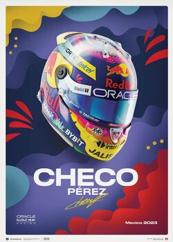Reproduction d'art Oracle Red Bull Racing - Sergio Pérez - Helmet - Mexican Grand Prix - 2023