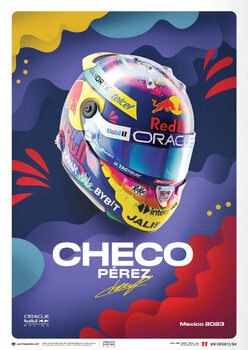 Reproduction d'art Oracle Red Bull Racing - Sergio Pérez - Helmet - Mexican Grand Prix - 2023