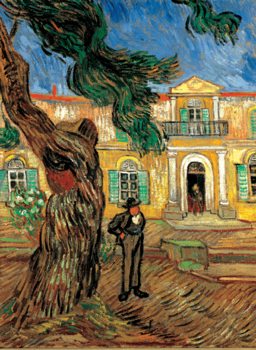 Pine Trees with Figure in the Garden of Saint-Paul Hospital, 1889 Reproduction de Tableau
