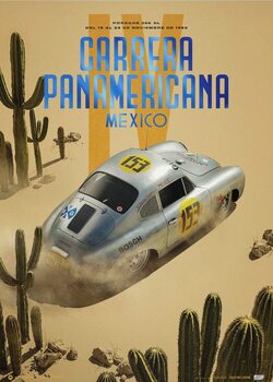 Reproduction d'art Porsche 356 SL - Past - Carrera PanAmericana - 1953