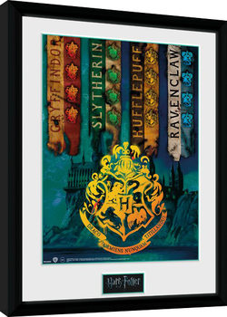 Afiș înrămat Harry Potter - House Flags