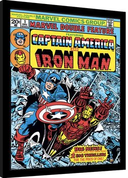 Afiș înrămat Marvel Comics - Captain America and Iron Man