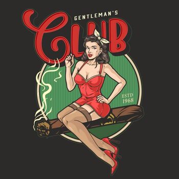 Tablou pe pânză Gentlemen club vintage poster colorful