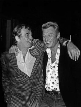 Tablou pe pânză Jean Paul Belmondo and Johnny Hallyday at the King Club