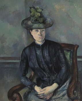 Tablou pe pânză Madame Cezanne with Green Hat, 1891-92