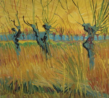 Tablou pe pânză Pollarded Willows and Setting Sun, 1888
