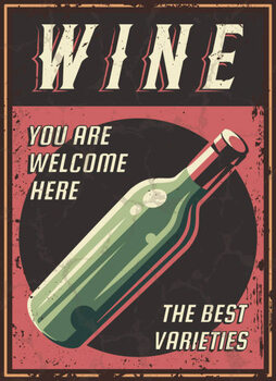 Tablou pe pânză Retro poster wine.