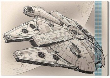 Tablou canvas Star Wars Episode VII - Millennium Falcon Pencil Art
