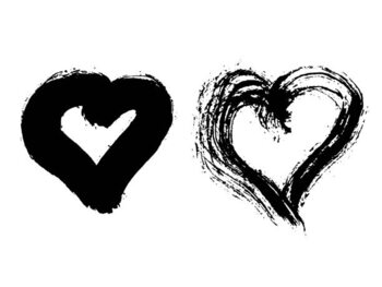 Tablou pe pânză Vector hand-painted ink illustration with hearts