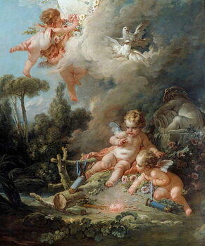 Quadro su tela The Angel Detail Love Target. Painting by Francois Boucher