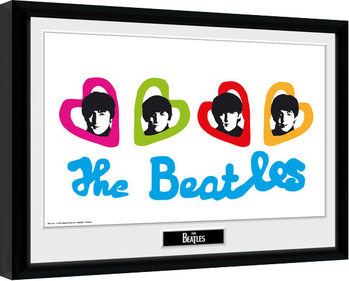 Ingelijste poster The Beatles - Love Hearts