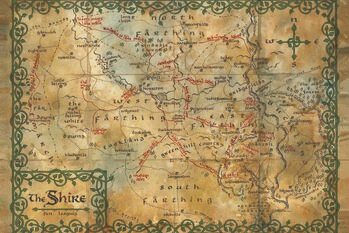 Sticker The Hobbit - The Shire Map