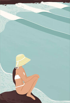 Tableau sur toile A surfer girl sitting on the