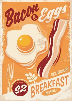 Tableau sur toile Bacon and Eggs breakfast menu