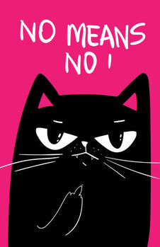 Tableau sur toile Black Cat with grumpy face. saying