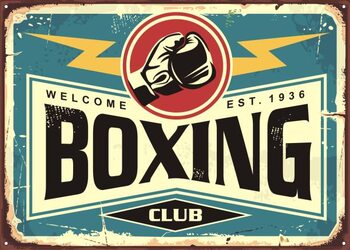 Tableau sur toile Boxing club retro tin sign template design