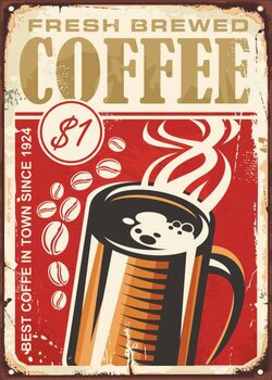 Tableau sur toile Fresh brewed coffee vintage sign design