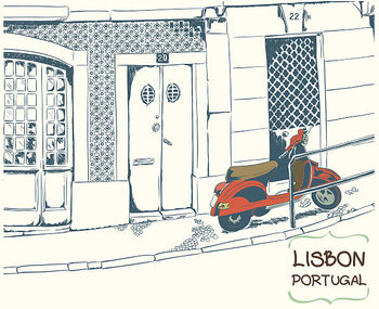 Tableau sur toile Lisbon street sketch