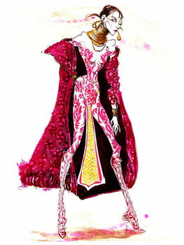 Tableau sur toile Model wearing a catsuit and fur coat