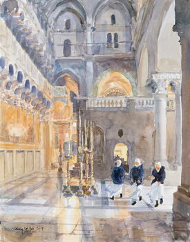 Tableau sur toile Novices at the Church of the Holy Sepulchre, Jerusalem, 2019