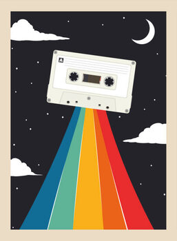 Tableau sur toile retro party poster with cassette tape